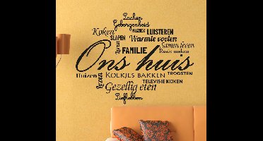 Muursticker tekst woonkamer ons huis familie
