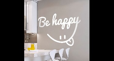 Muursticker tekst woonkamer be happy