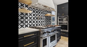 Tegelstickers keuken bistro zwart wit