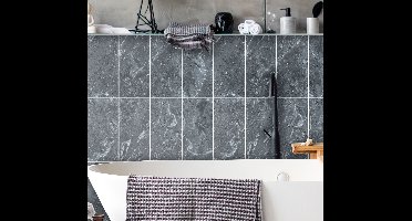 Tegelstickers badkamer grijs marmer