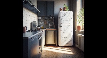 Witte marmer koelkast sticker