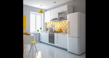 Tegelstickers keuken geel wit