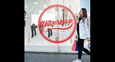 Uitverkoop cirkel sticker winkeletalage