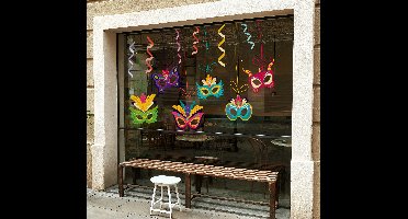 Hangende maskers Etalage sticker