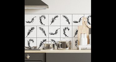 Tegelstickers zwarte veren