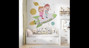 Broers op een raket Muursticker ruimte