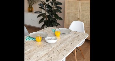 Licht hout voor tafel muursticker eetkamer