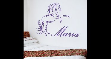 Muursticker kinderkamer steigerend paard met naam