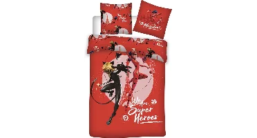 Miraculous Dekbedovertrek Superheroes- 140 x 200 cm + 65 x 65 cm - katoen
