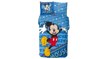 Mickey Mouse Dekbedovertrek blauw Eenpersoons - 140 x 200 cm - Katoen