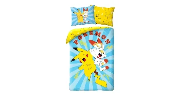Pokémon Dekbedovertrek Pikachu & Scorbunny 140 x 200 cm (65 x 65 cm)