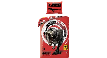 Jurassic World Dekbedovertrek rood 140 x 200 cm - polyester- 70 x 90 cm