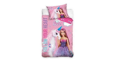 Barbie Dekbedovertrek roze 100 x 135 cm katoen