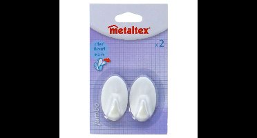 Metaltex Ovalen Plakhaken 2 Stuks Wit