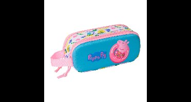 Pennenetui met 2 vakken Peppa Pig Blauw Wit Roze 21 x 8 x 6 cm 3D