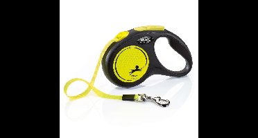 Flexi New NEON 5 m Zwart, Geel Hond Intrekbare riem