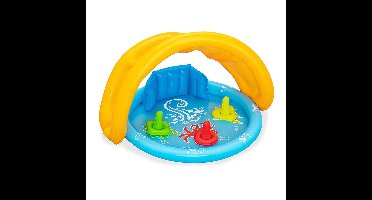 Bestway Opblaasbaar Kinderzwembad Leren met Afneembaar Dak 115x89x76 cm +6 Maanden Tuin 52568