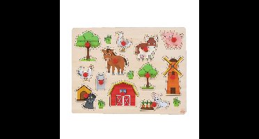 Engelhart Houten Knopjes Puzzel Boerderij 12 Stukjes