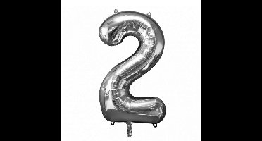 Folie Ballon Nummer 2 50x88 cm Zilver