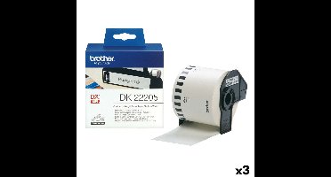 Doorlopende Rol Papier Brother DK-22205 Zwart/Wit (3 Stuks)