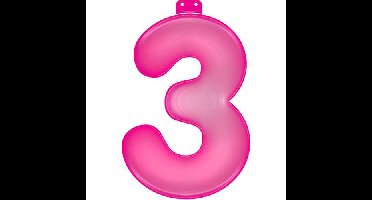 Opblaasbaar Cijfer 3 Roze 35cm