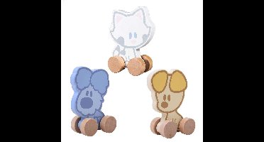 Rubo Toys Woezel en Pip Baby Houten Wielfiguren Assorti