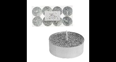 Glitter Theelichten 8 Stuks Zilver