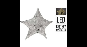 Kerstster van Stof met 30 LEDs 50 cm Kleur Zilver
