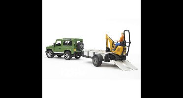 Bruder Landrover + Aanhanger met Graafmachine