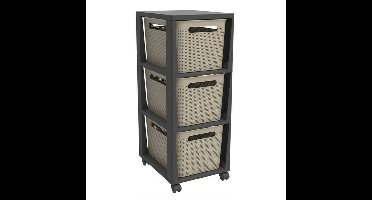 Rotho PINA Ladekastje met 3 Laden 77x36.6x29.6 cm Cappuccino/Antraciet