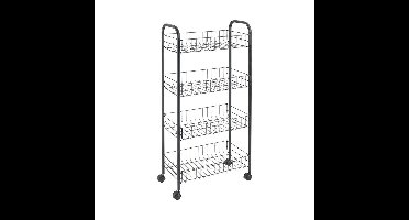 Metaltex Ascona Trolly met Wielen + 4 Manden 41x23x84 cm Mat Zwart/Metaal