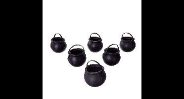 Halloween Decoraties My Other Me Mini Cauldrons Zwart Met handvatten (6 uds) (5 x 7 x 7 cm)