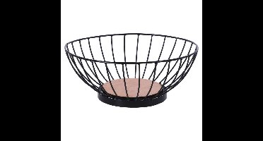 Metalen Fruitschaal 28 cm Zwart/Hout