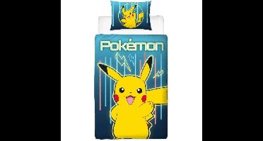 Omkeerbaar beddengoedset - POKEMON - Pikachu Laser - Microvezel - 1 dekbedovertrek 140 x 200 cm + 1 kussensloop 63 x 63 cm