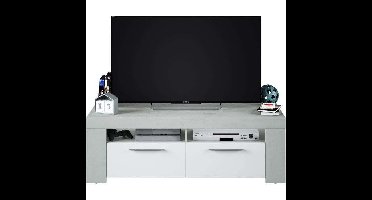 AMBIT TV-meubel met 2 deuren - eigentijdse stijl - grijs en wit - L 120 cm