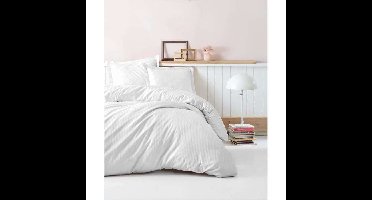 Beddengoedset - 1 dekbedovertrek 220 x 240 cm + 2 kussenslopen 60 x 60 cm - 100% katoen satijn - Wit