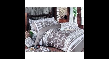 Beddengoedset - 1 dekbedovertrek 220 x 240 cm + 2 kussenslopen 60 x 60 cm - 100% versterkt katoen - Bruin