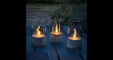 Kavel 3 BRILLIANT CANDLE LED tafellampen - 2500K - Kunststof en glas - Grijs en rookglas