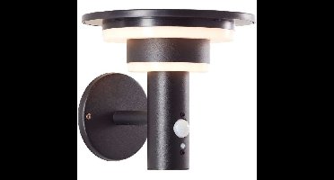 Buitenwandlamp - BRILLIANT - GARVINA - LED en solar - Bewegingsmelder - Roestvrij staal en kunststof - 4 W - Zwart