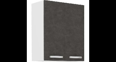 Hoge kast met draaideuren - Mat grijs - L 60 cm x D 31,6 x H 72 cm - LASSEN