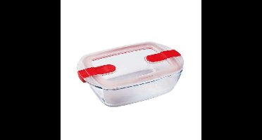 PYREX - COOK & HEAT - Rechthoekige glazen doos met deksel 28 * 20 cm