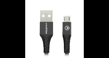 Mobilize Strong Nylon Cable USB to Micro USB 20cm. 12W Black