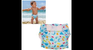 Freds Swim Academy Wasbare Zwemluier Zeedieren Maat 2 9-16 kg Blauw