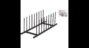 Metalen Bordenhouder 34.5x12.5 cm Zwart