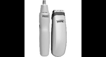Baardreisset - WAHL - TRAVEL KIT - Trimmer op batterijen - Neus-/oorhaartrimmer - 6 standen - Grijs