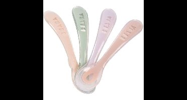 BEABA Veel 4 lepels 2e leeftijd siliconen (donkerblauw + roze + lichte mist + luchtig groen)