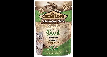 CARNILOVE CAT POUCH Nat kattenvoer Eend, Kattenkruid 85 g