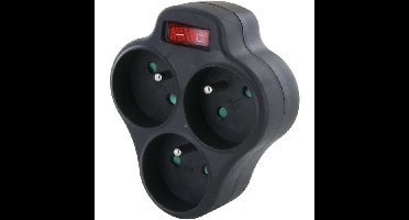 Domino 3x16A - CHACON - Driehoek met schakelaar - Zwart