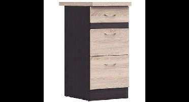 Junona keuken lage meubels 40 cm - 3 laden - werkplaats - Chene Sonoma