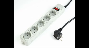 Gembird SPG3-B-15C overspanningsbeveiliging, 5 Schuko-stopcontacten, 4,5 m, grijs